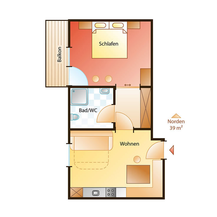 Zimmerskizze von unserem Zimmer Typ C