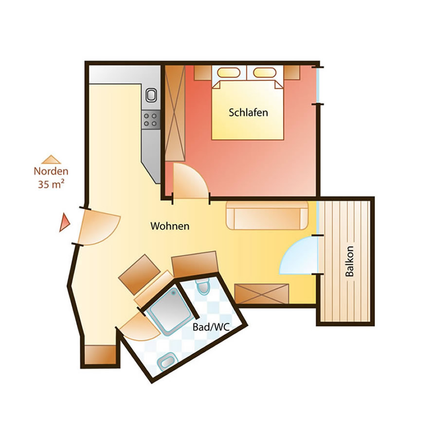 Grundriss vom Zimmer E